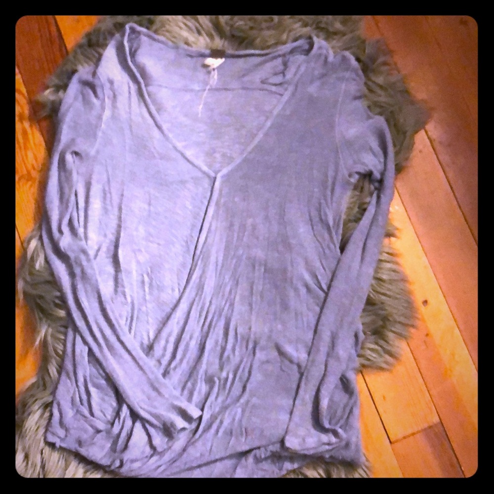 Distressed light blue pullover